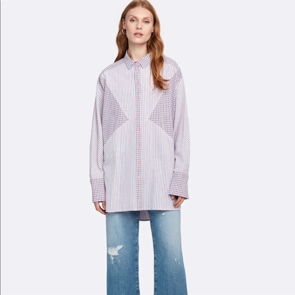 MUNTHE Eadie Oversized Stripe Button Down Top